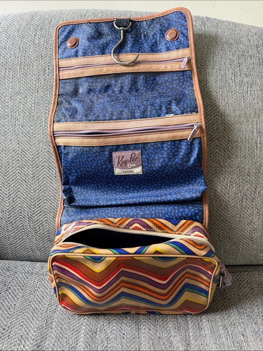 Fossil Multicolored Coated Canvas Cosmetic Bag